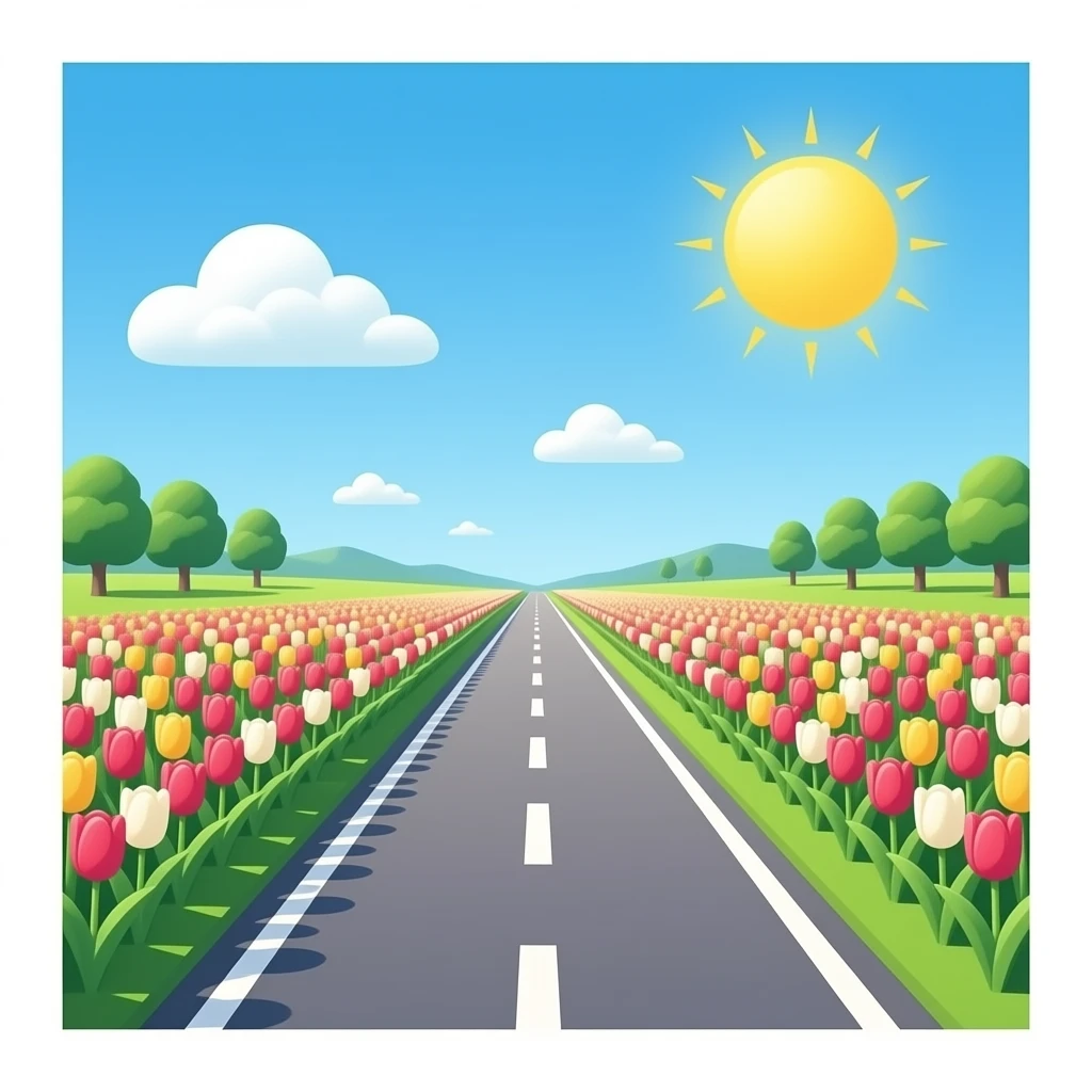 Road with Tulip emoji
