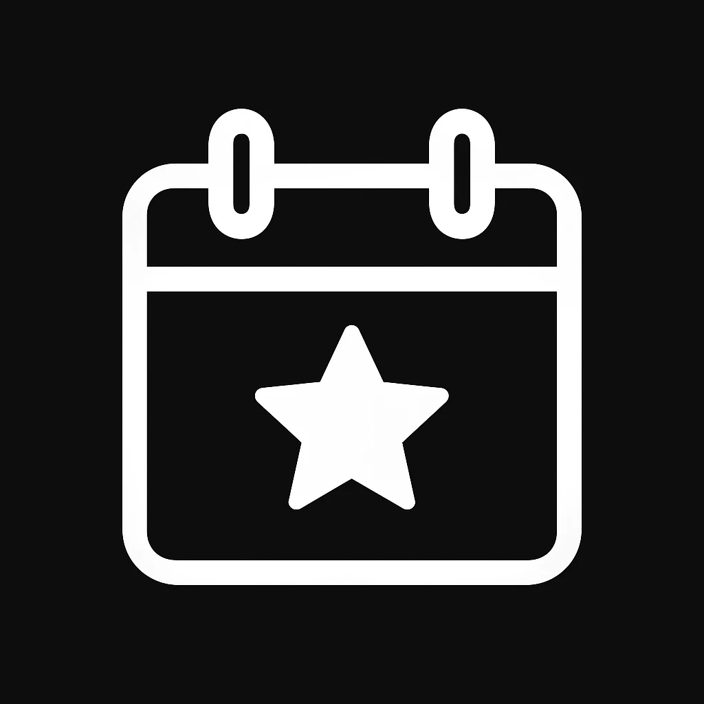 white Vector minimalistic and elegant icon of "events" ,black solid background, filled inside (inspire this refrence icon),  emoji