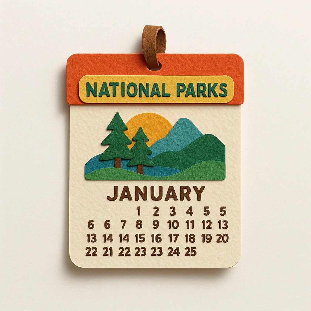 national parks-themed calendar emoji