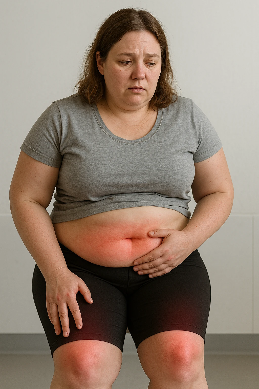 Donna con insulino resistenza e infiammazione cronica nel corpo. immagine realistiche emoji