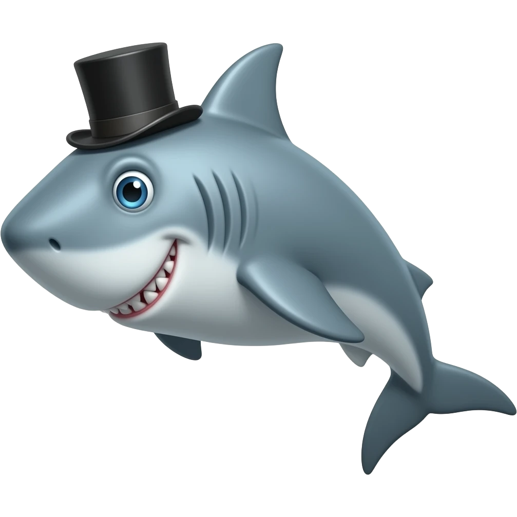 Shark with a top hat emoji