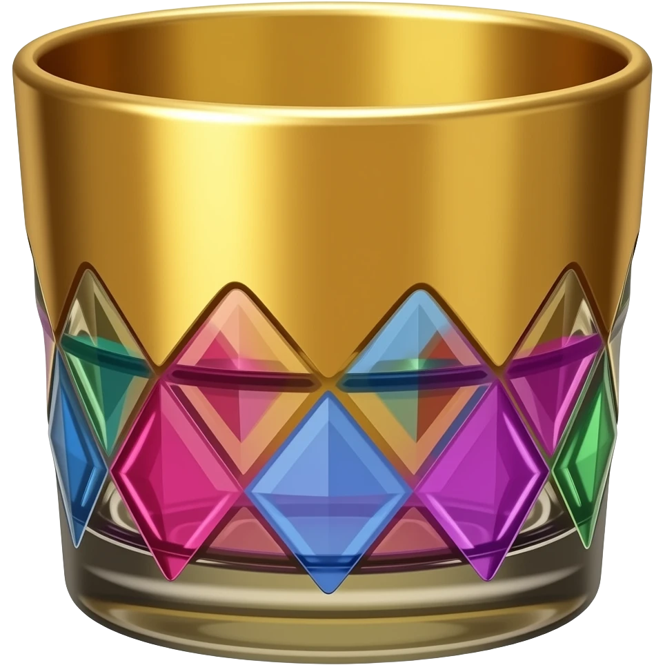 una coppa dorata spettacolare di vetro (in stile liquid glass a colori) emoji