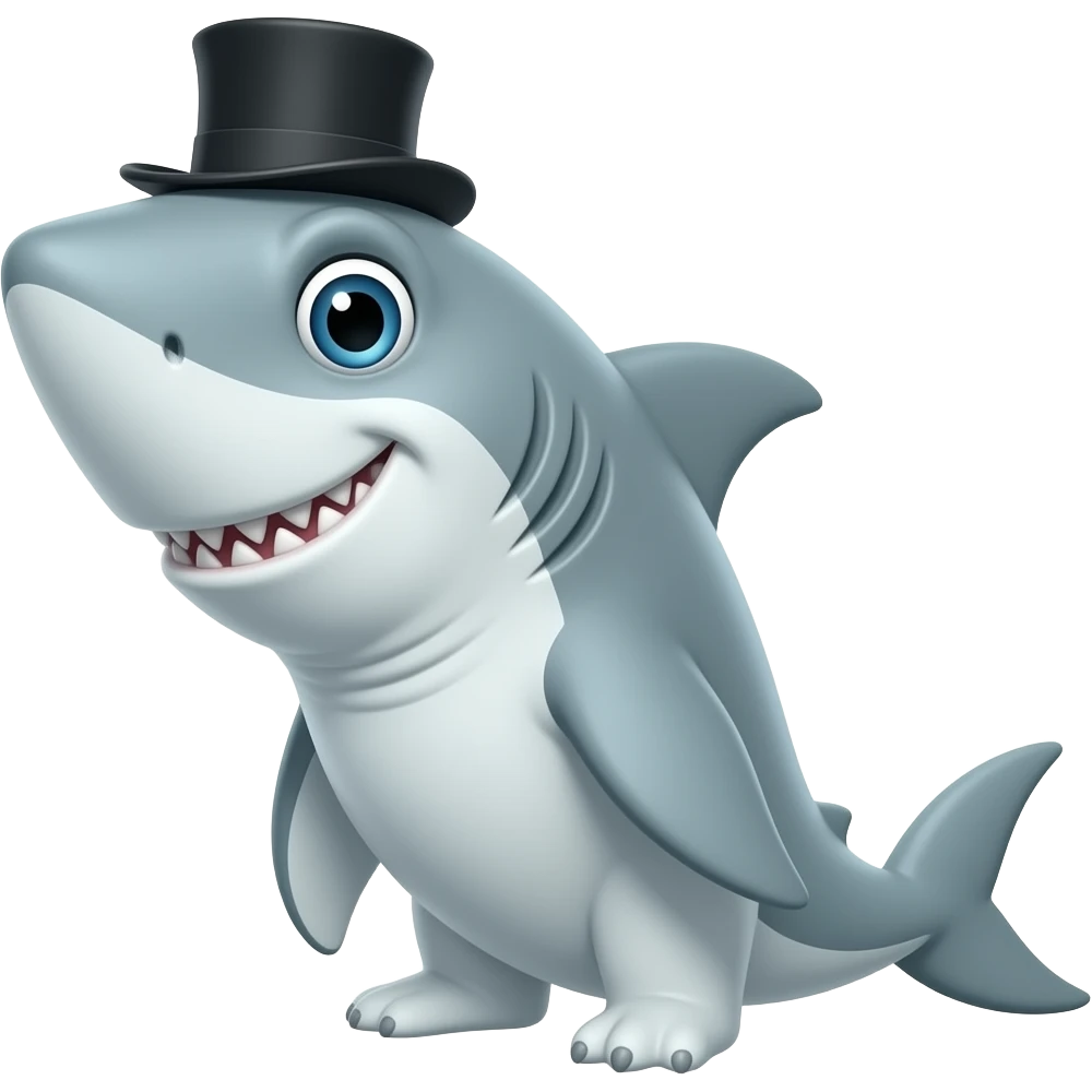Shark with a top hat emoji