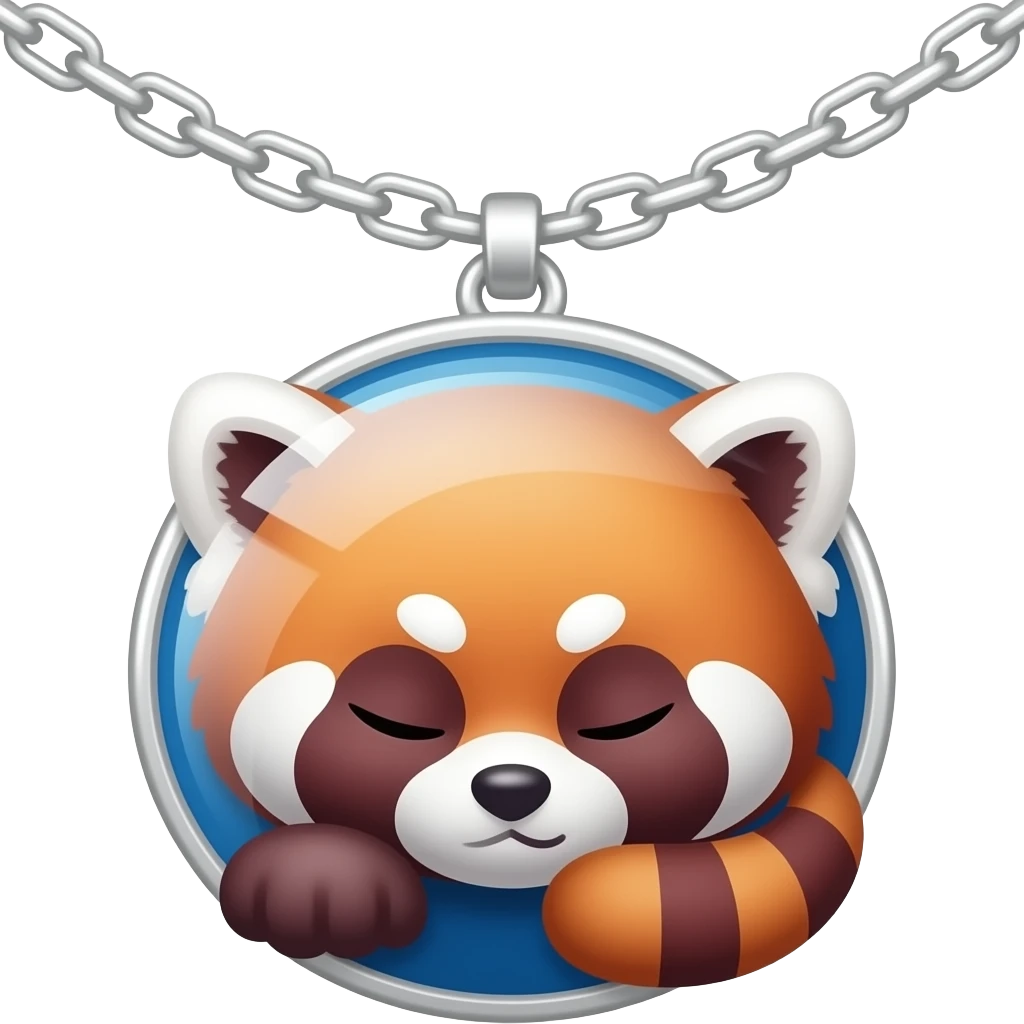 Red panda necklace metal blue and purple cute sleeping peandant emoji