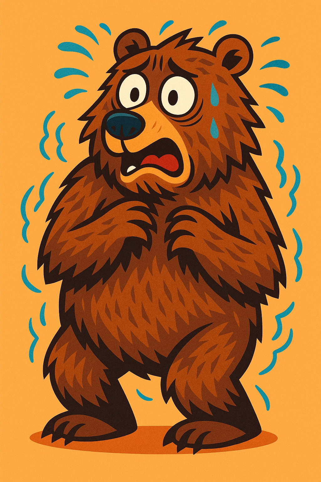 scared bear, expressive, detailed fur, wide eyes, trembling, cartoon style emoji