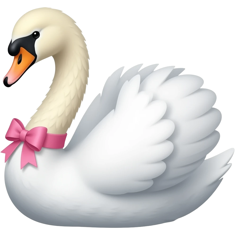 White swan with a pink ribbon emoji