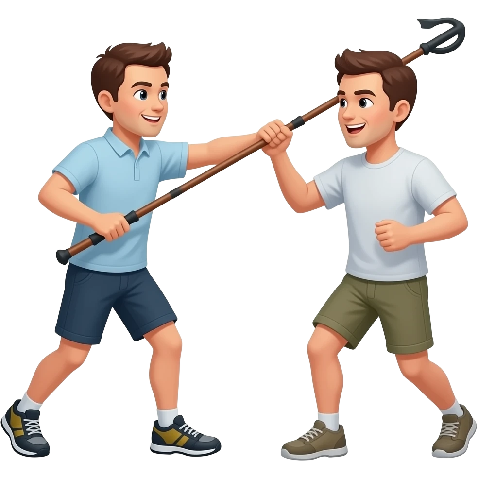 Can it be me hitting someone, with a trekking pole violently and not smiling emoji