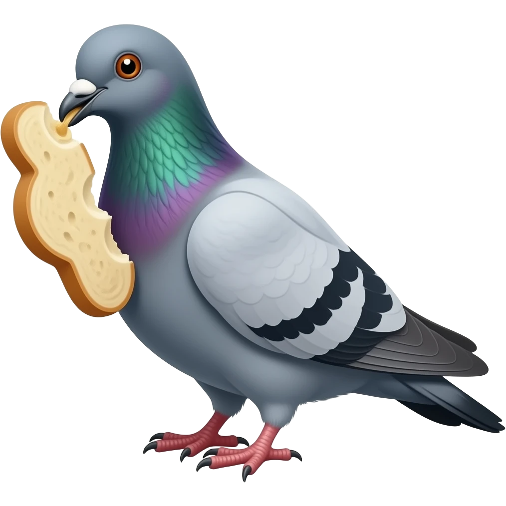 Una paloma comiendo migajas de pan emoji