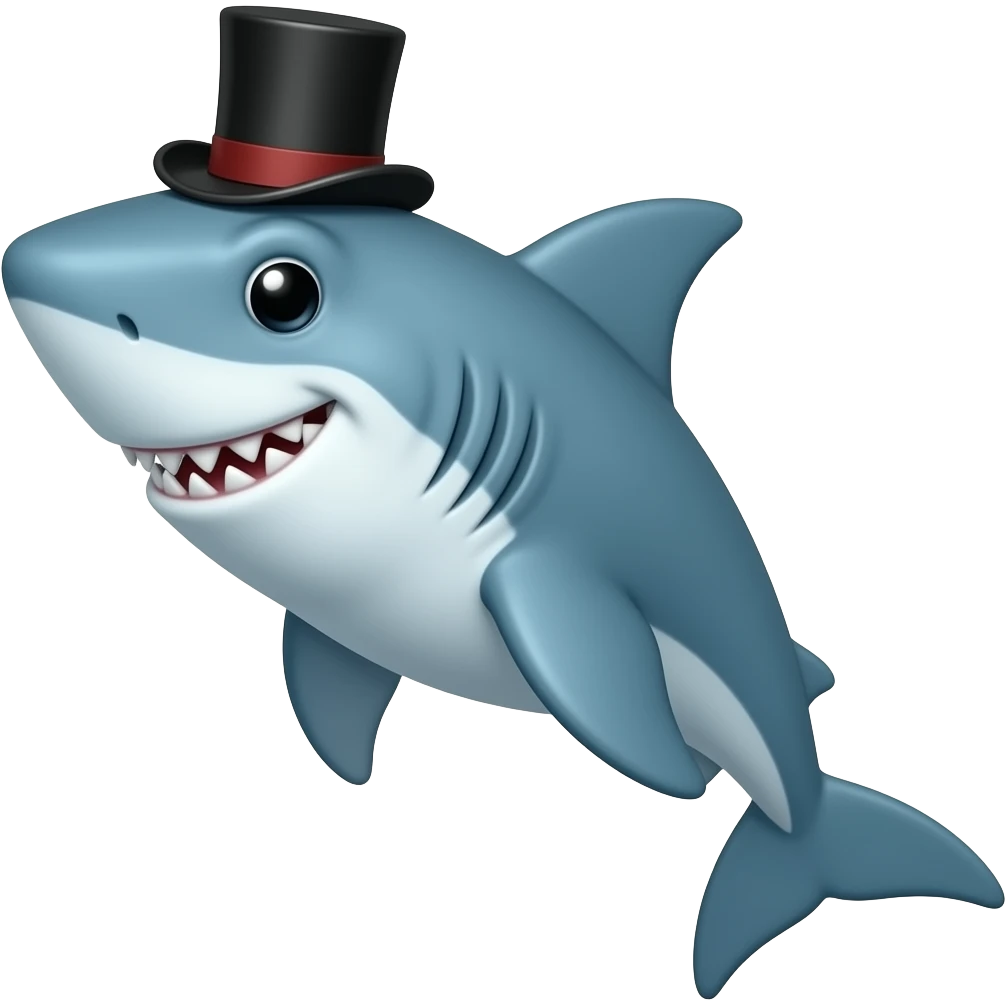 Shark with a top hat emoji