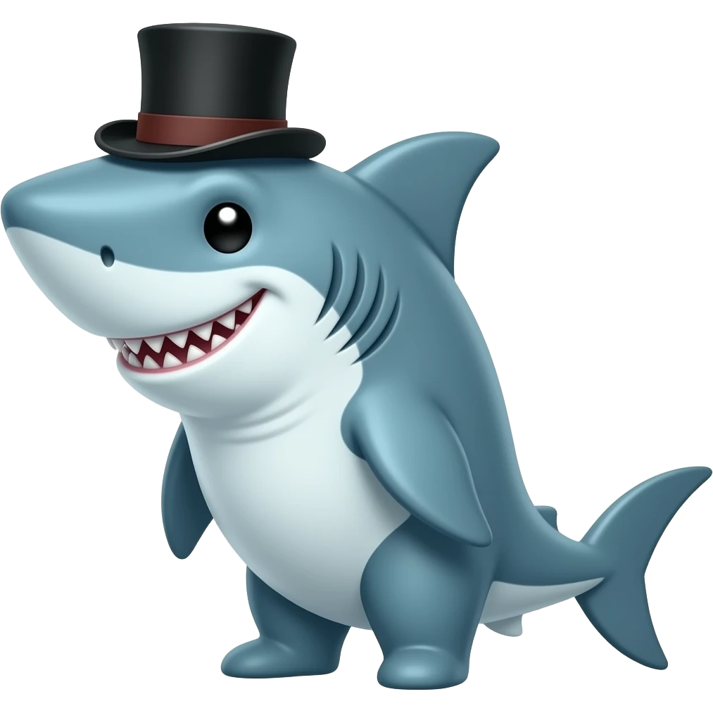 Shark with a top hat emoji