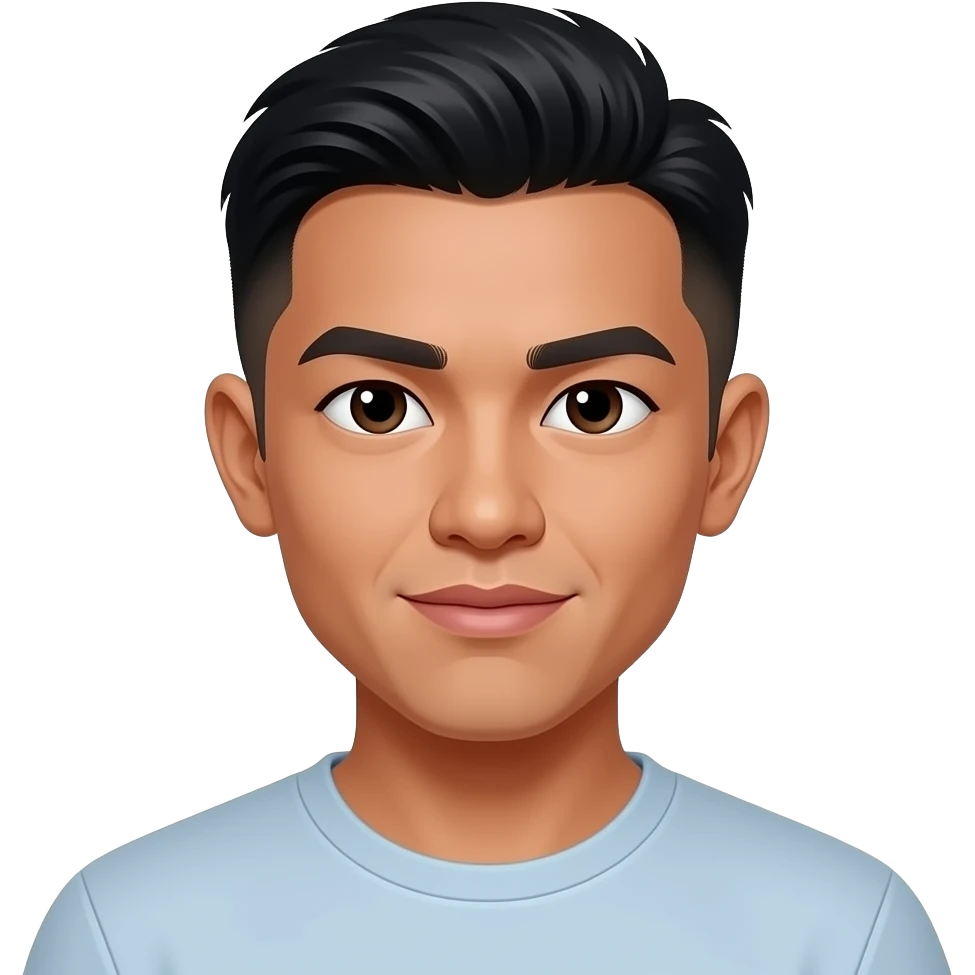 24 year old Filipino man fade hair cut closed lips opened eyes emoji