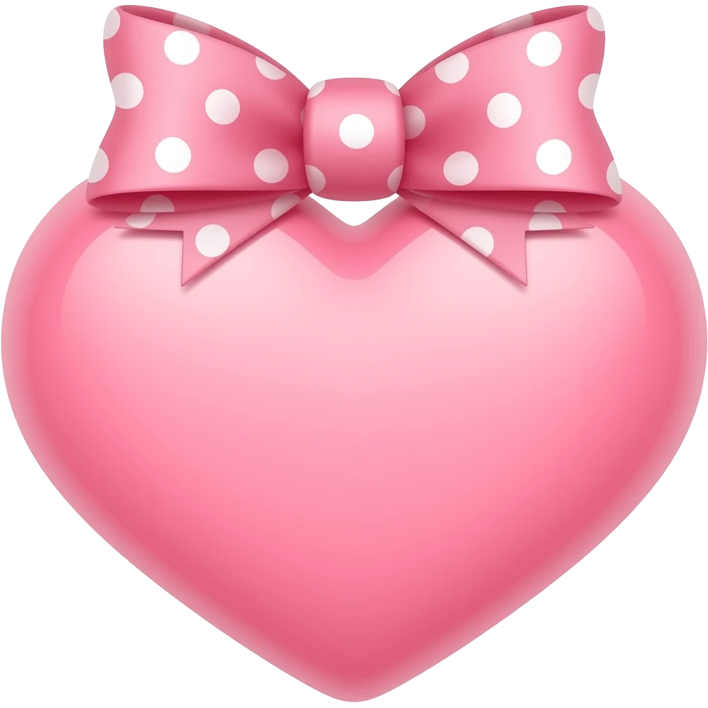 pink heart topped with a bow with white polka dots emoji