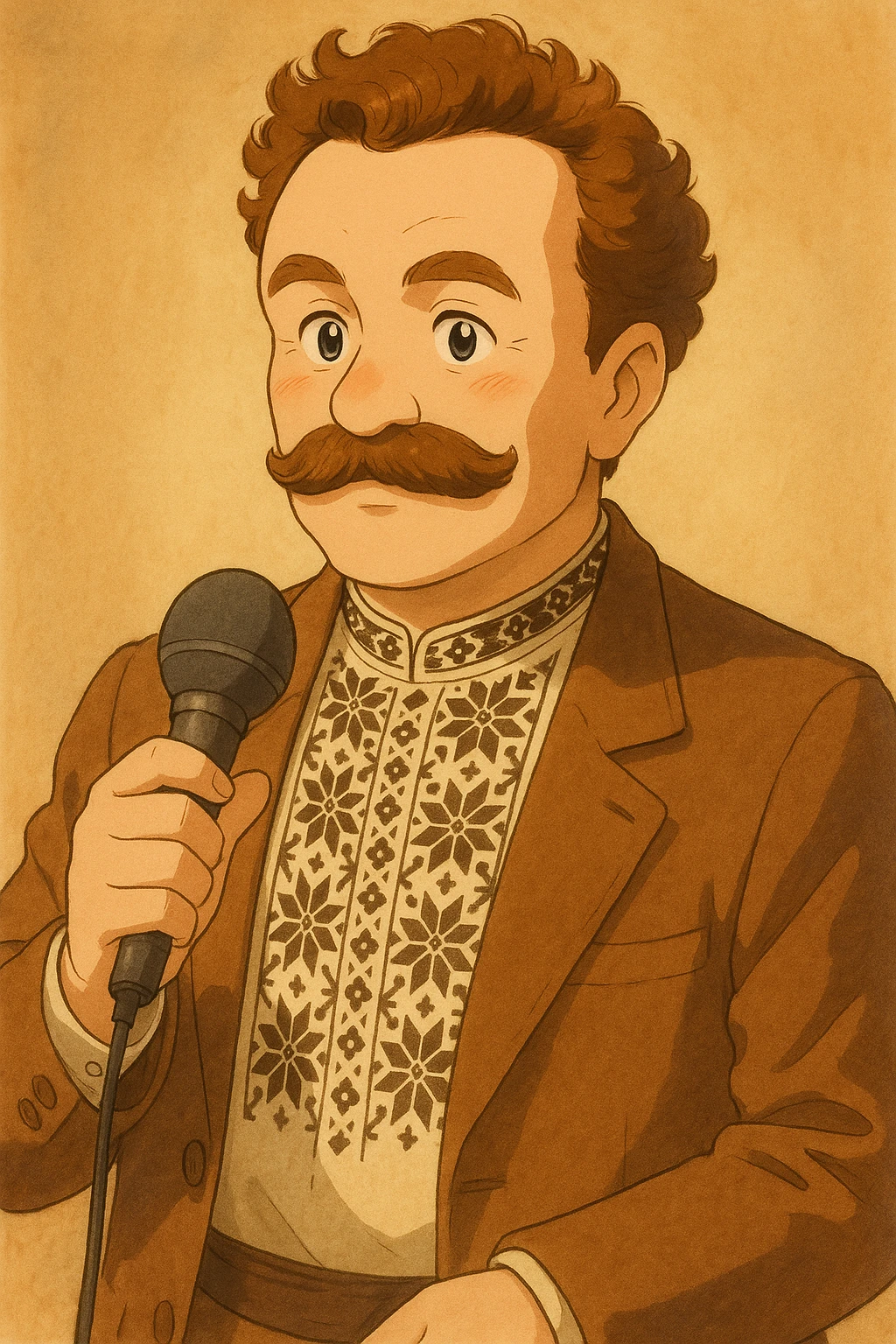 holds a microphone in his hand emoji