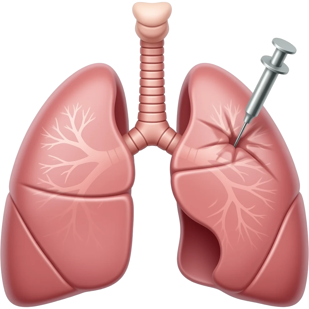 draw a pair of lungs, where one of them is being pierced by a pointy thing and is exploding like a baloon emoji
