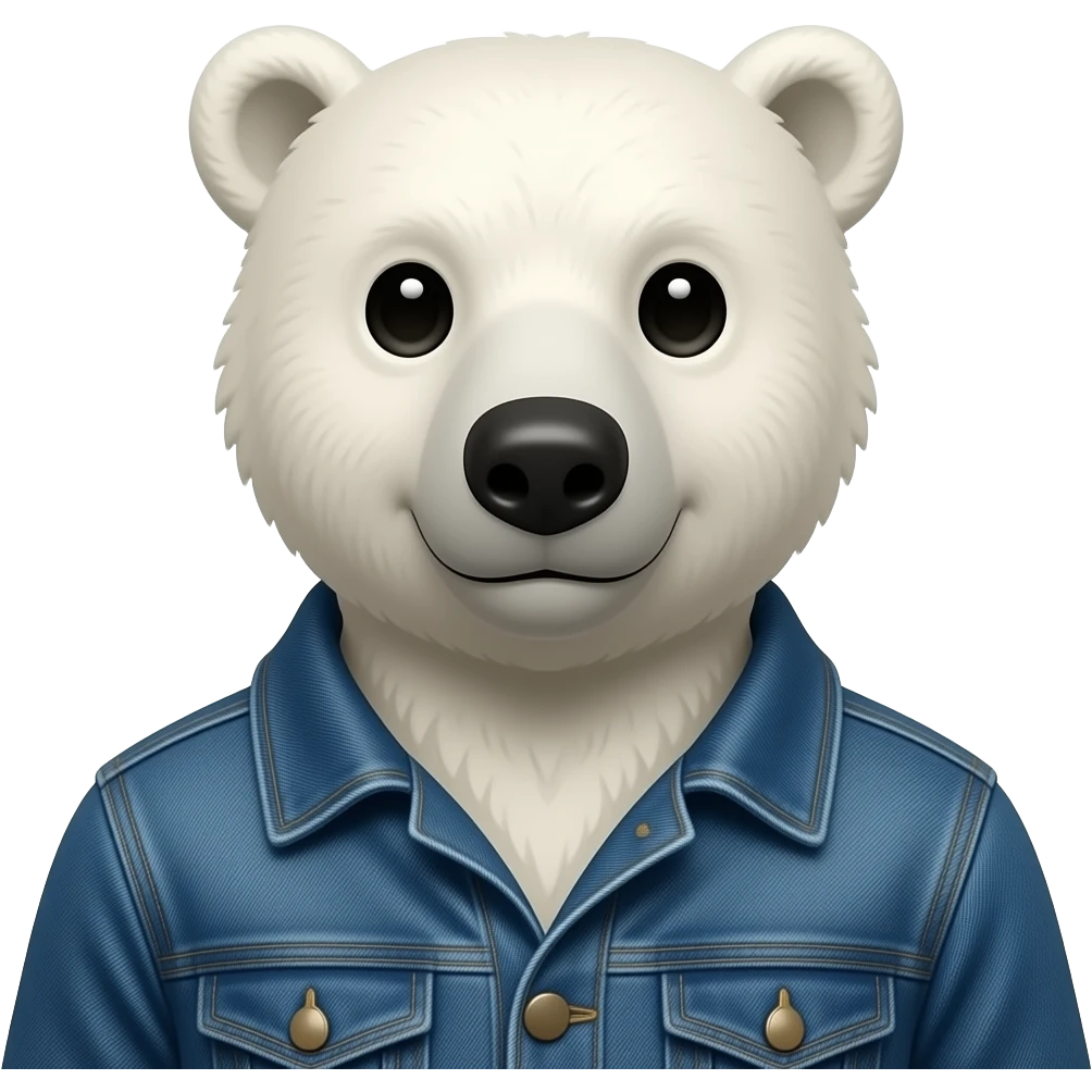 polar bear in denim jacket closeup emoji