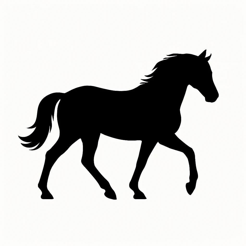 Horse black silhouette white background emoji