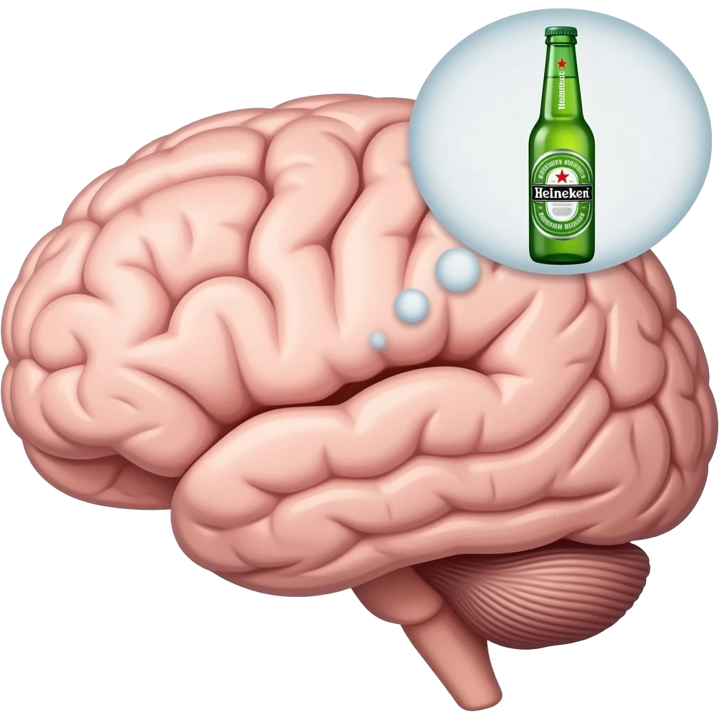 Brain thinking of heineken emoji