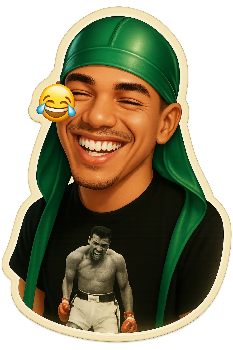 lol face laughing crying
make him smile
Change His durag To Green emoji