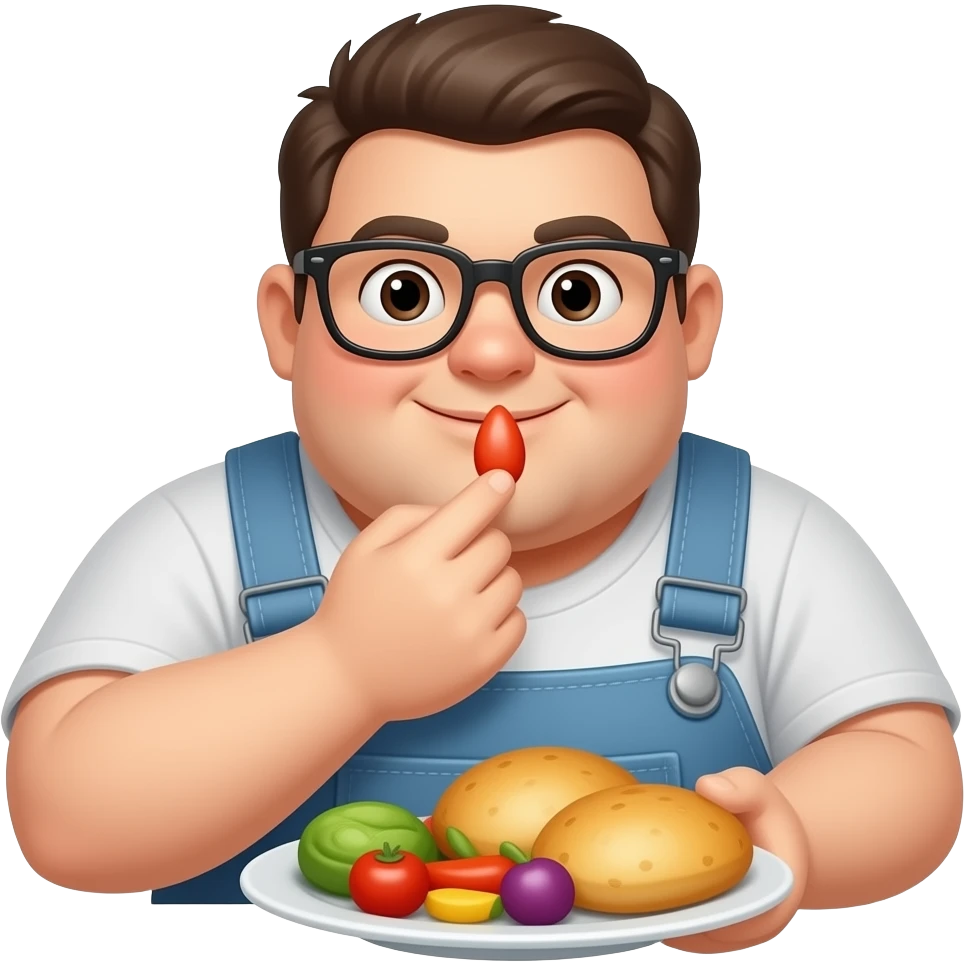 Fat person with food emoji