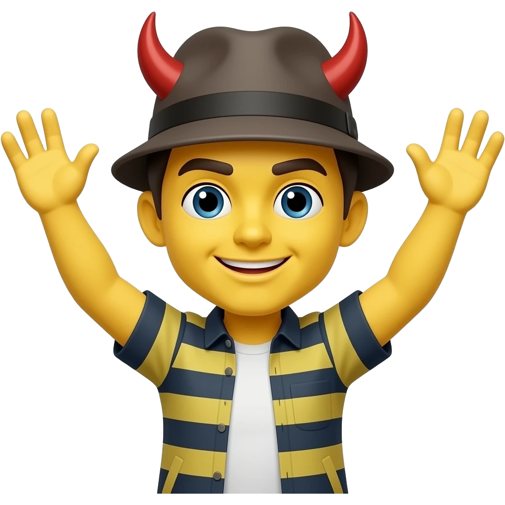like this🧑‍🎄but with devilshorns throughly the hat with yellow face and arms like that 🤗 emoji