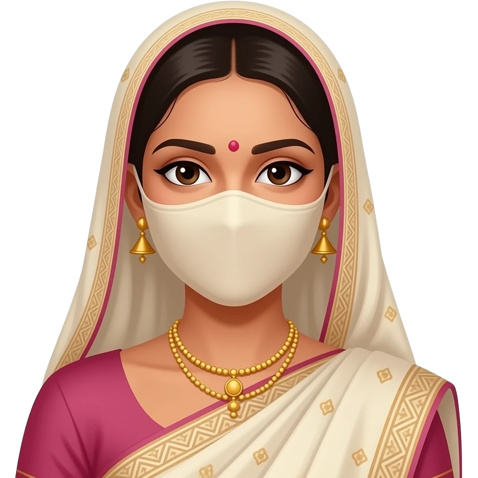 Indian women whose face covered with saree emoji