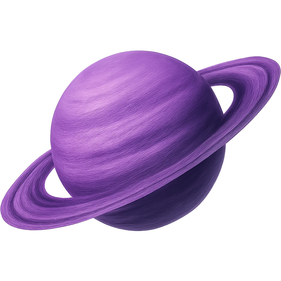purple Saturn planet with detailed texture, semi-realistic emoji