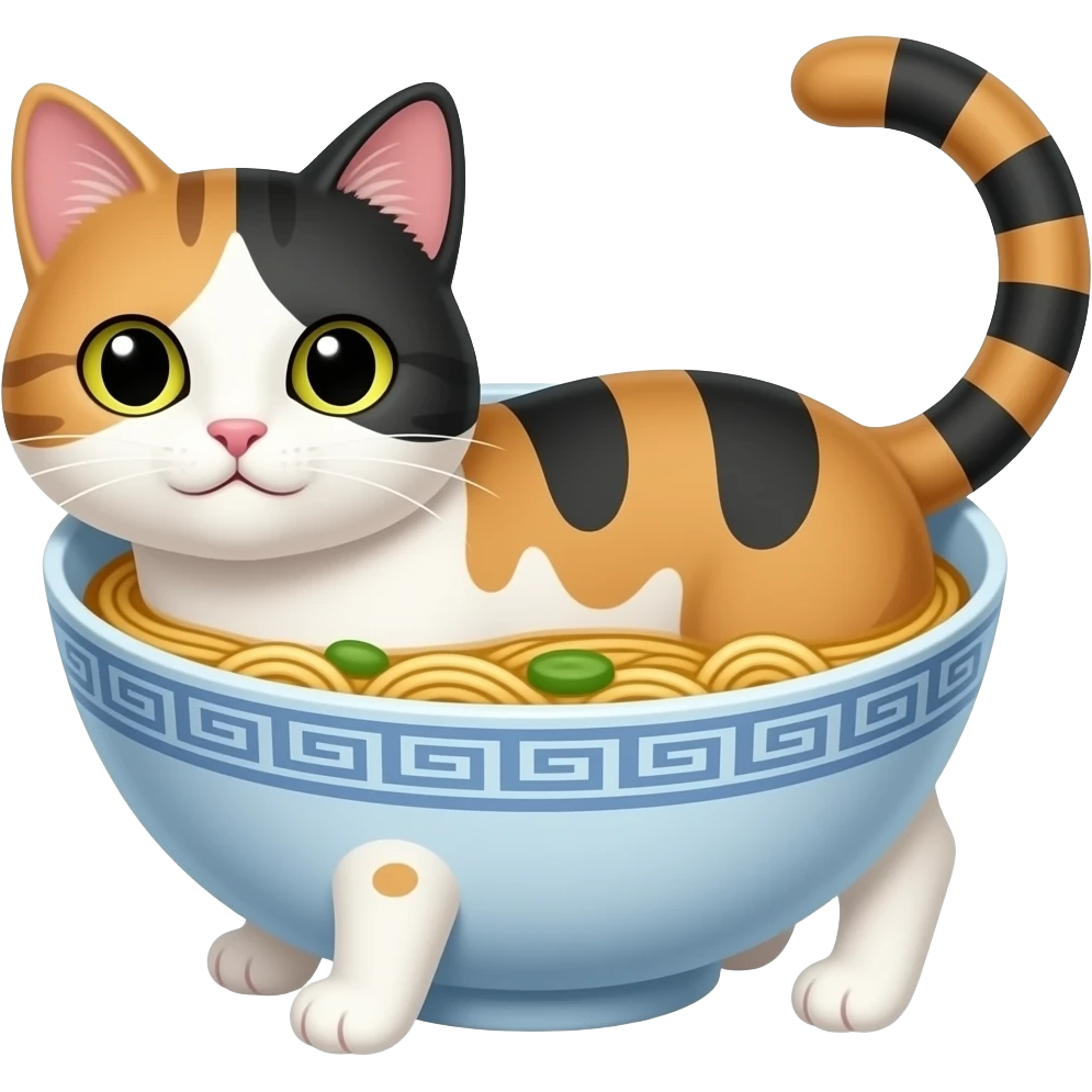 cat in ramen emoji