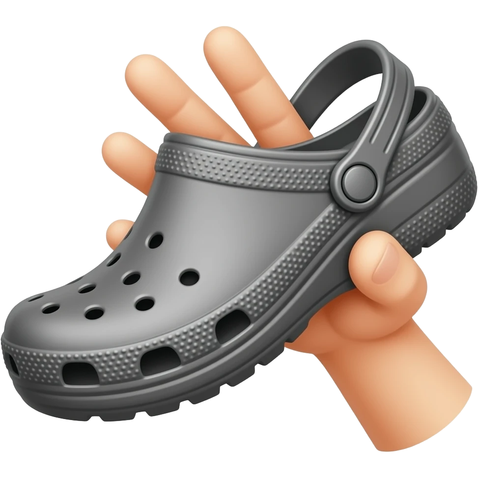emoji hand holding a croc shoe, as if to throw it emoji