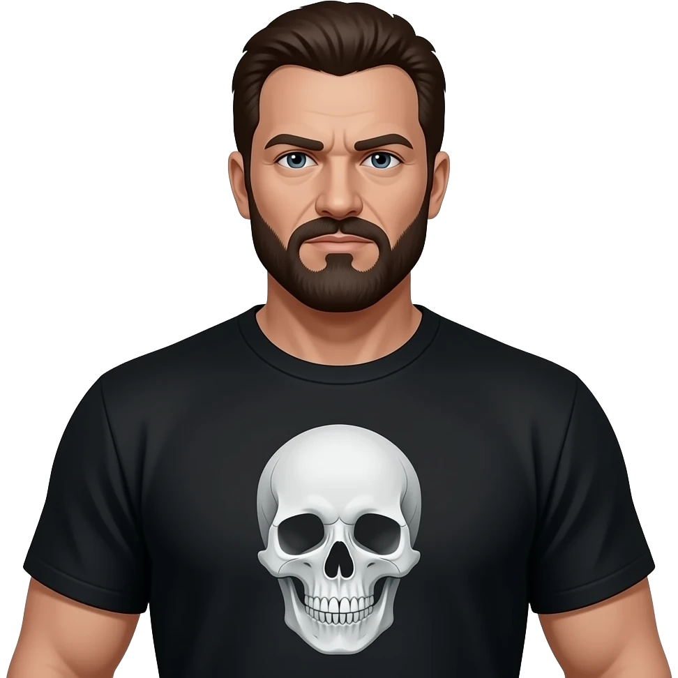Frank castle with a skull on his black shirt emoji