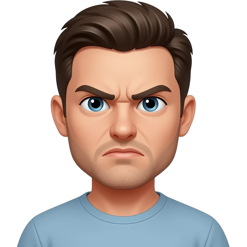 Make his skin a little lighter and a slightly angry face emoji