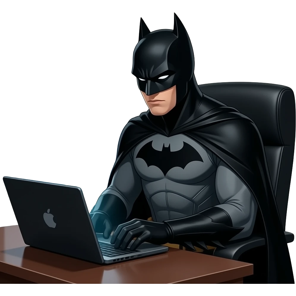 Batman working as a freelancer on a laptop emoji