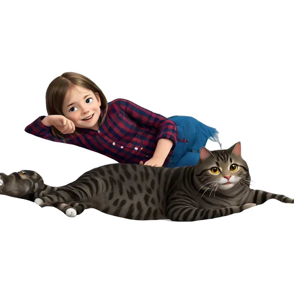 smiling girl with cat emoji