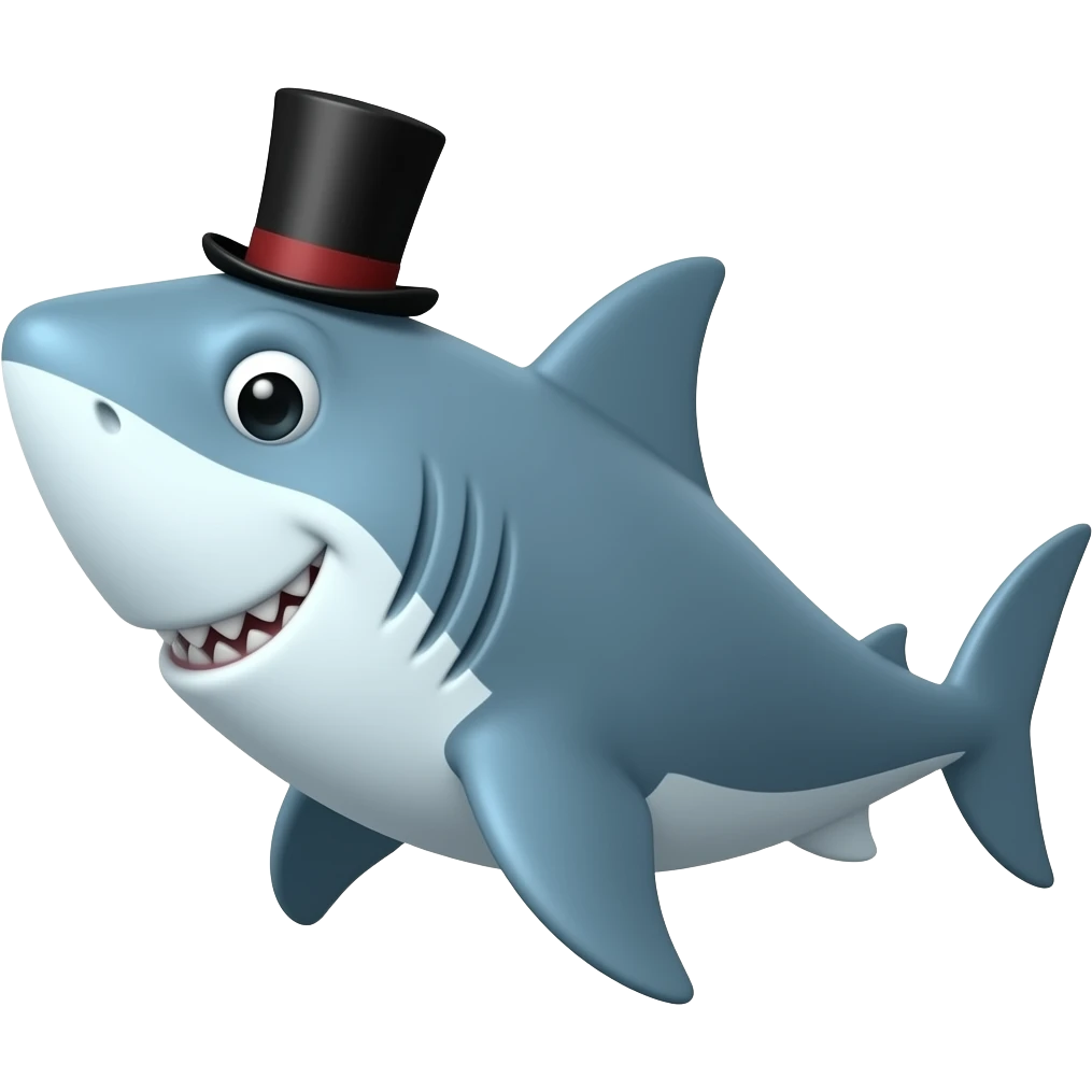 Shark with a top hat emoji