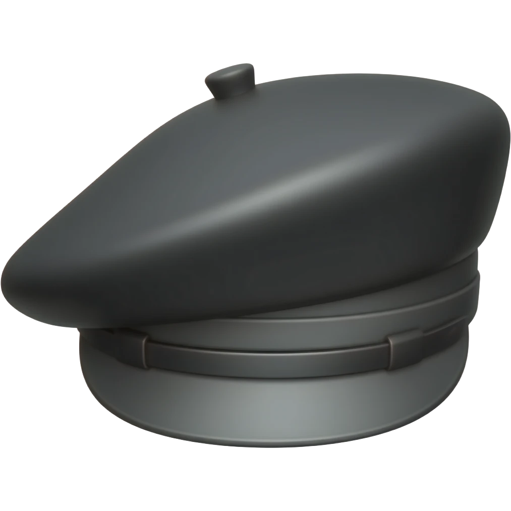 ios emoji of a black beret emoji
