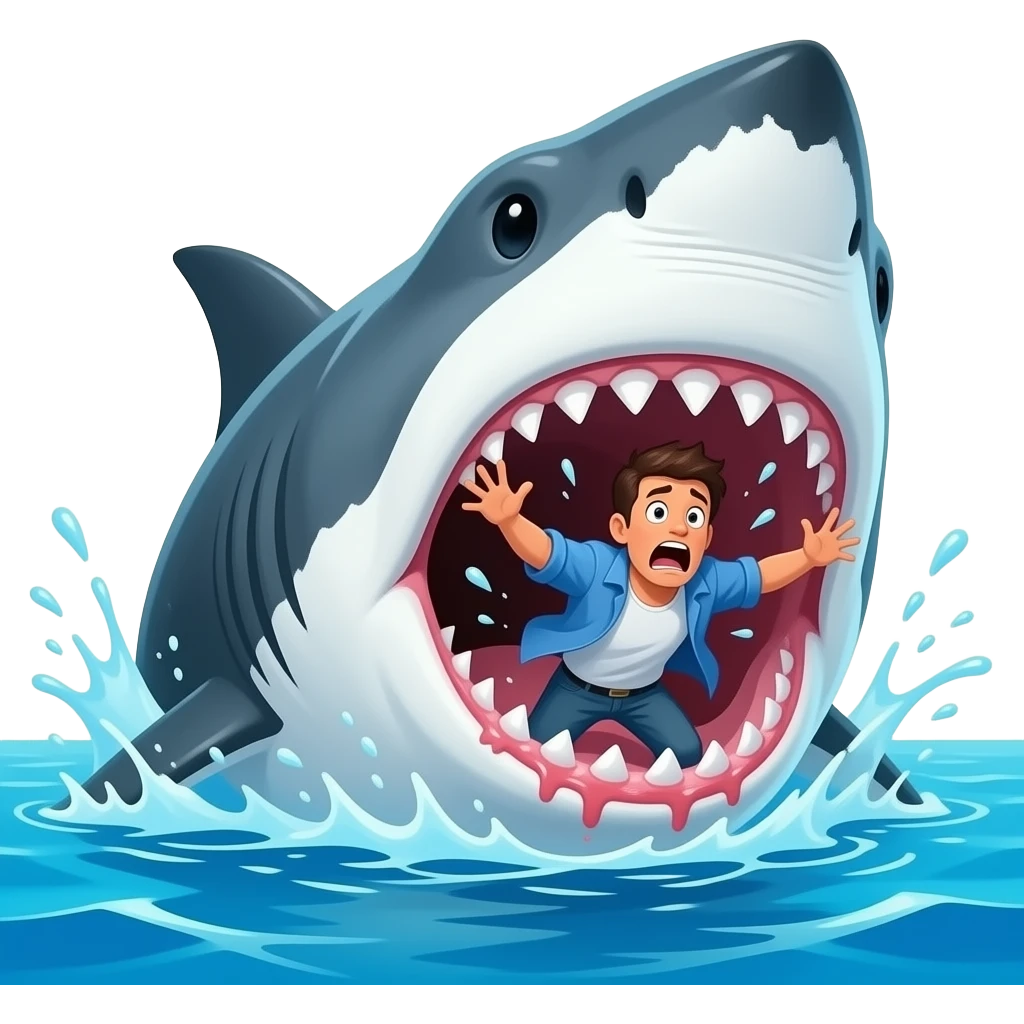 A shark eating a guy emoji