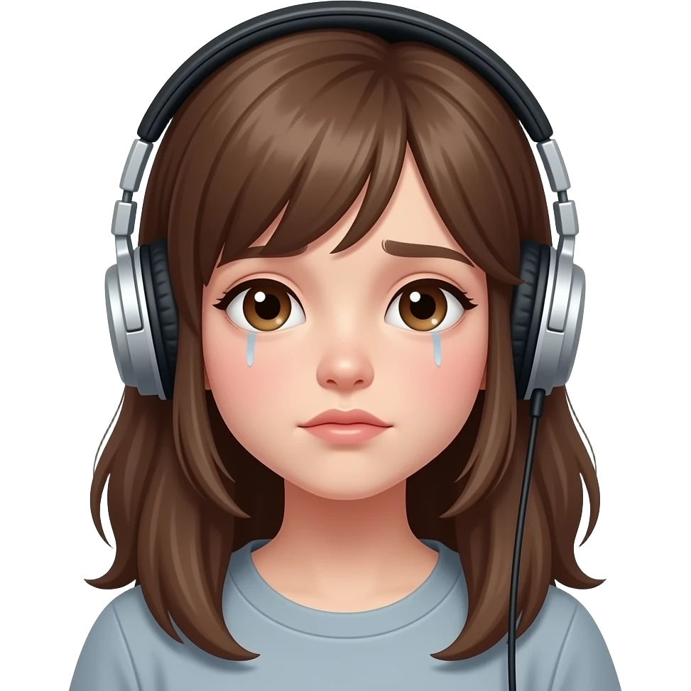 sad girl with headphones emoji