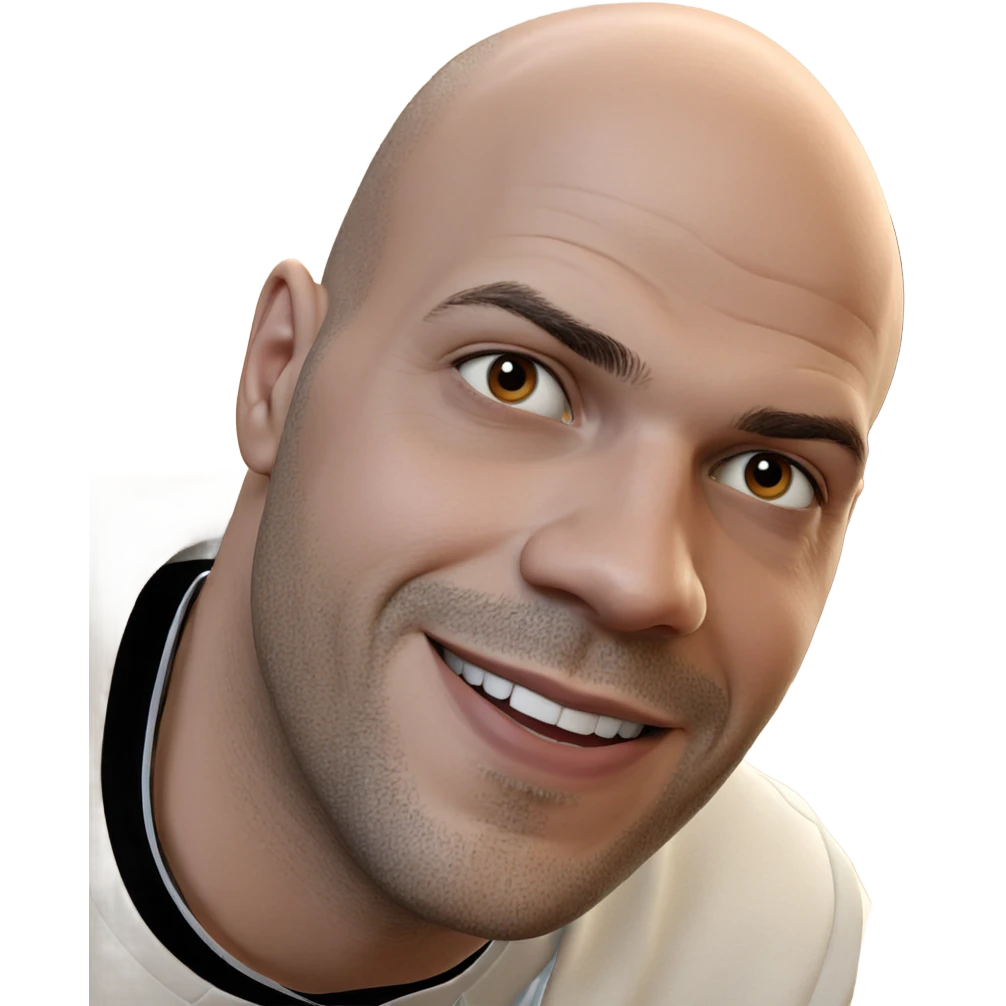 smiling bald man portrait emoji