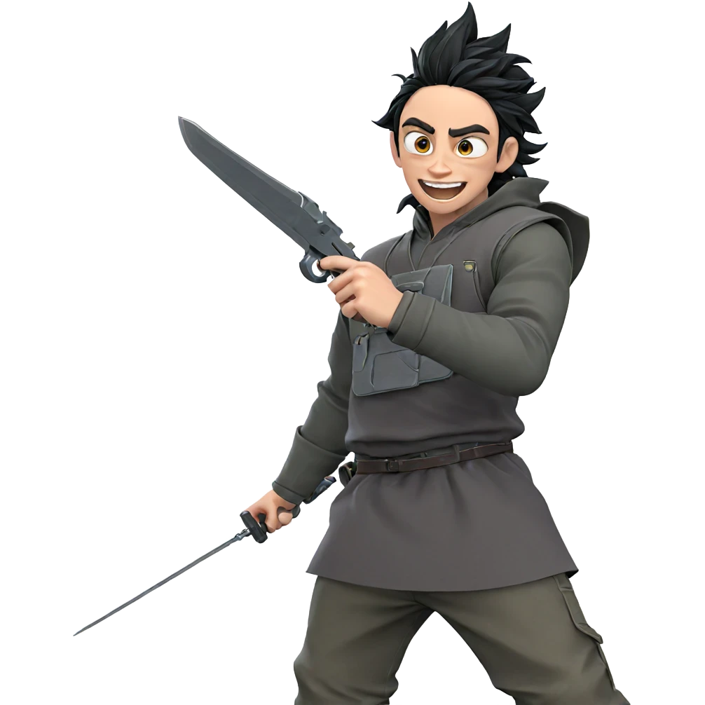 smiling boy with weapon emoji