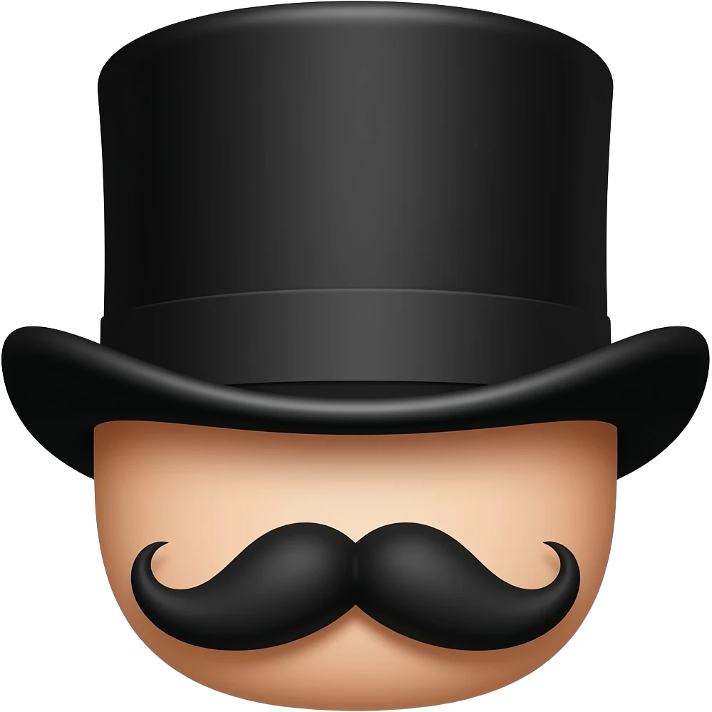 A head only with a mustach and a tophat emoji
