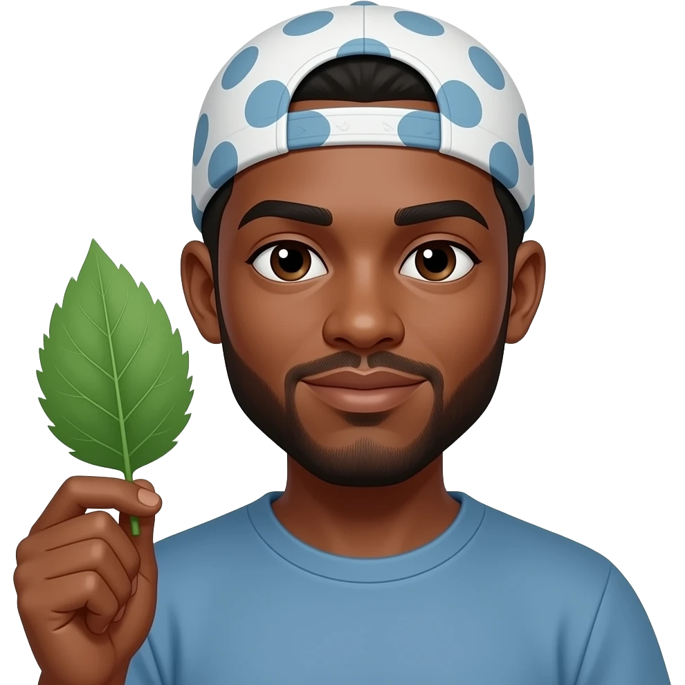 make an emoji of a black man in a durag with a leaf in his hand emoji