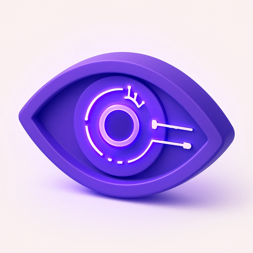 cyberpunk style eyes, purple glow, high-tech, digital elements emoji