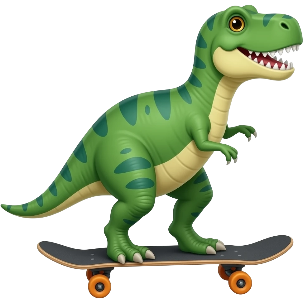 Dinosaur on a skateboard emoji