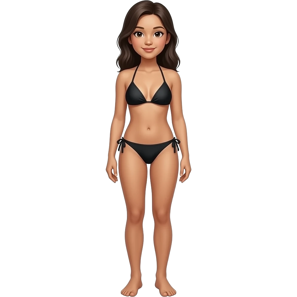Full body Filipino girl age 20s black bikini slim with feet stand straight emoji
