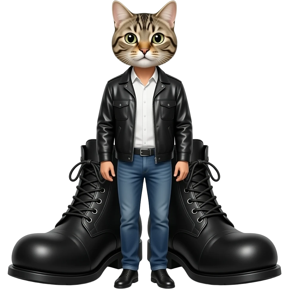 make a guy that has big boots and has a cat head emoji
