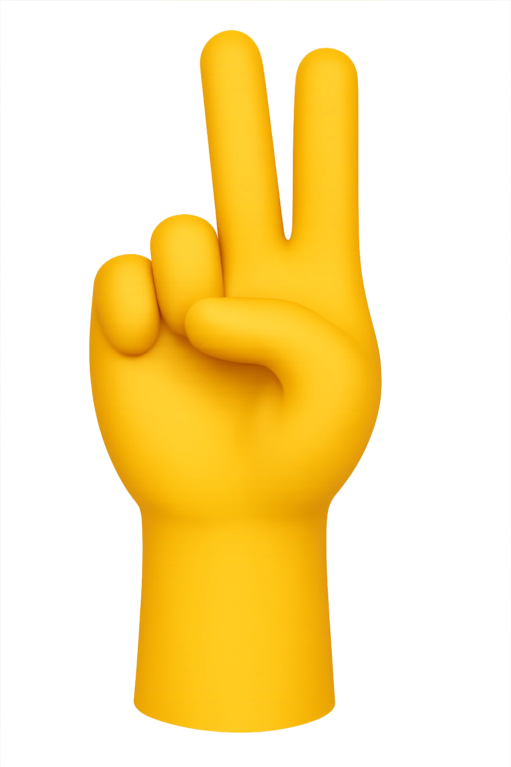 Female palm with two fingers up, matching the pose in the reference image, normal emoji style with transparent background, white nails. Variant 2 with slight angle change. emoji