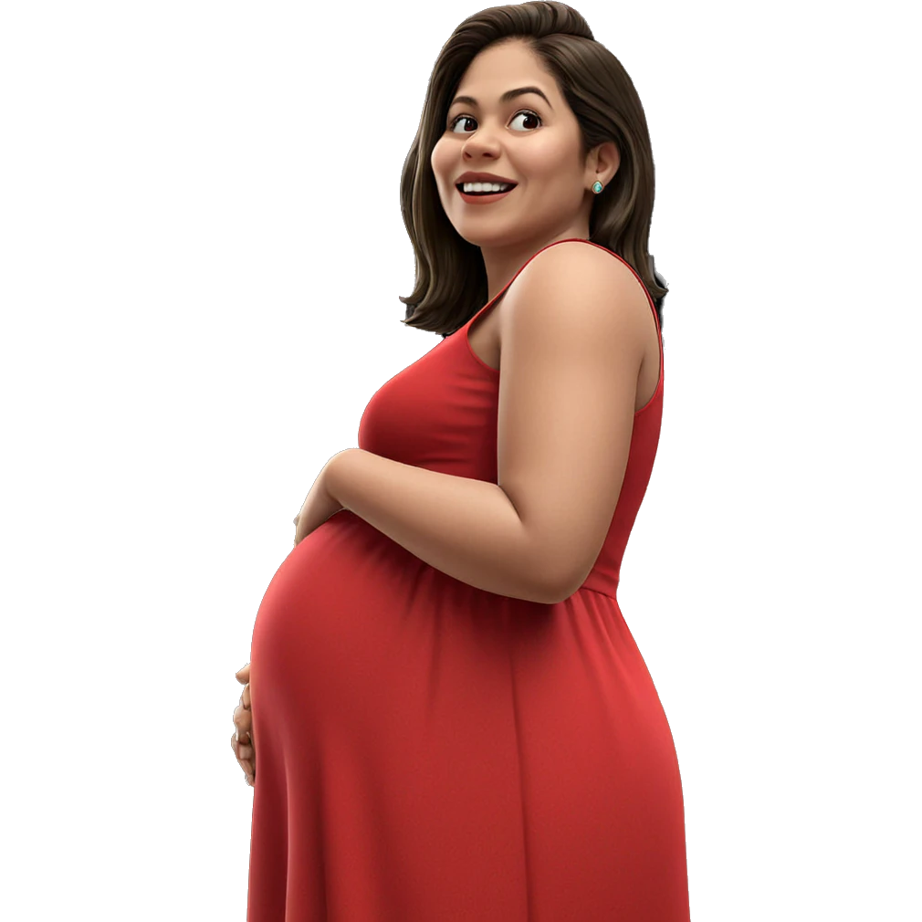 pregnant girl in red dress emoji