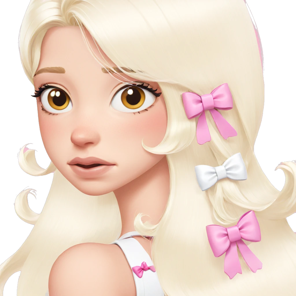 blonde girl with pink bow emoji