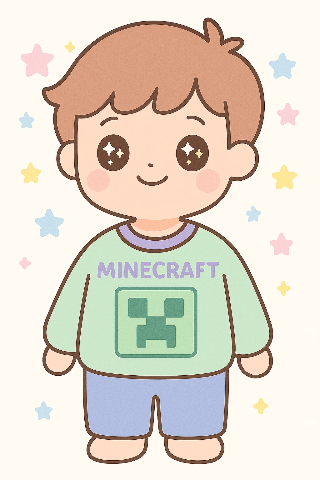 Change the jumper to green, keep kawaii style emoji