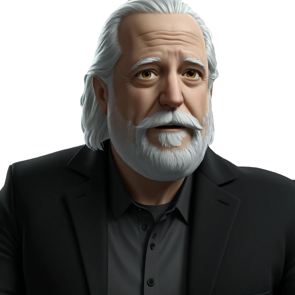 white-haired man in black jacket emoji
