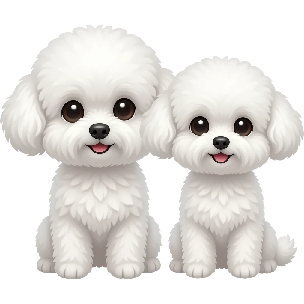 Very small fluffy cutty dogs together, Bichon emoji
